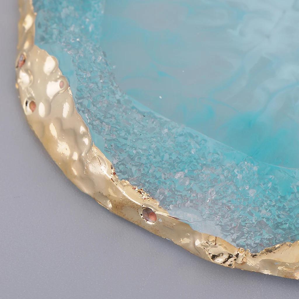 Gold Edge Charms/Pendant/Round Hanging Ornaments/Embellishments/Drink Coaster/Cup Mat/Jewelry Display Pad -Imitation Agate