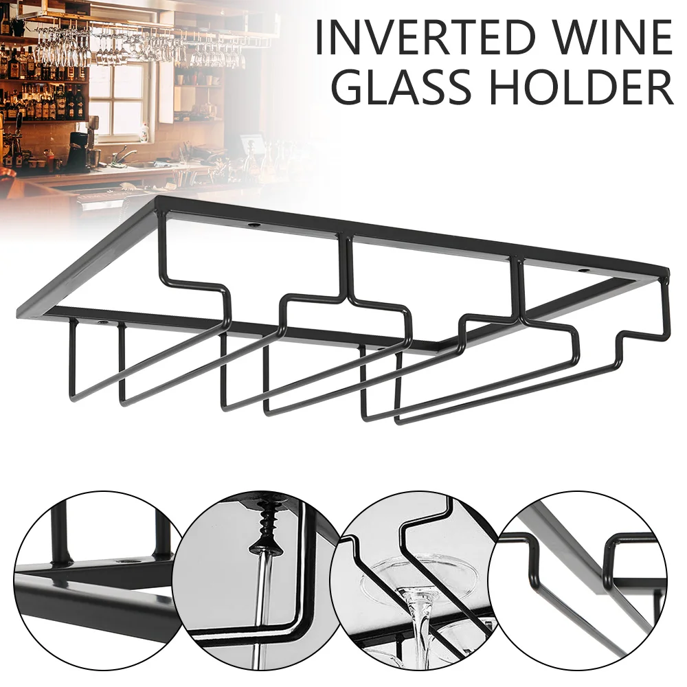 

Wine Glass Rack Under Cabinet Stemware Wine Glass Holder Glasses Storage Hanger Metal Organizer for Bar Kitchen 6-9 Cups