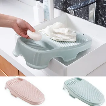 

Plastic Clothes Washboard Anti-slip Washing Board with Soap Holder Box Cleaning Laundry Scrubbing Washboard Bathroom Supplies