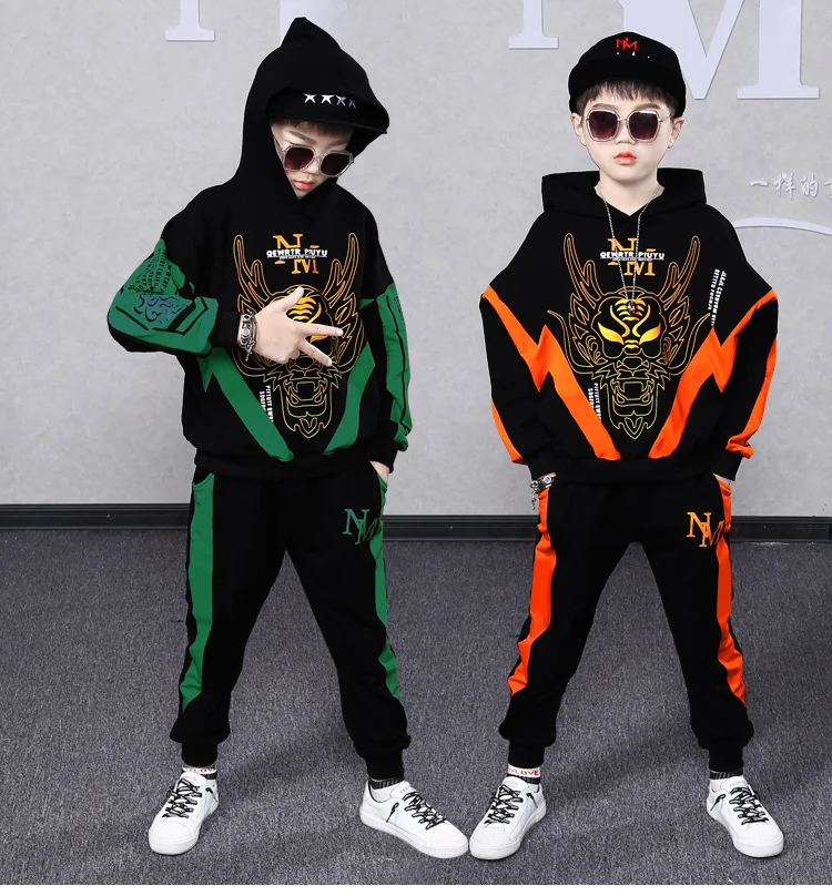 

Autumn Boys Girls Clothing Set Sport Hooded Hoodies Coat Pants Kids Child Clothes Hip hop Dancing Suits Outfits 6 8 10 12 14 Yrs