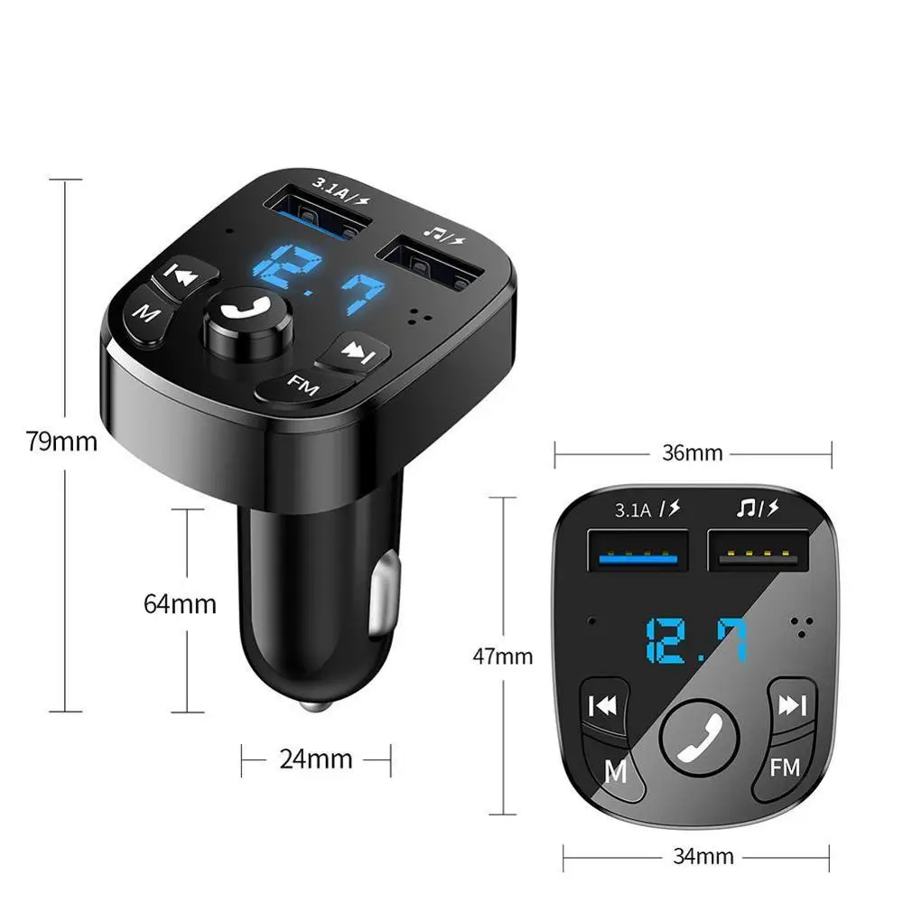 Car Hands-free Bluetooth-compaitable 5.0 FM Transmitter Car Kit