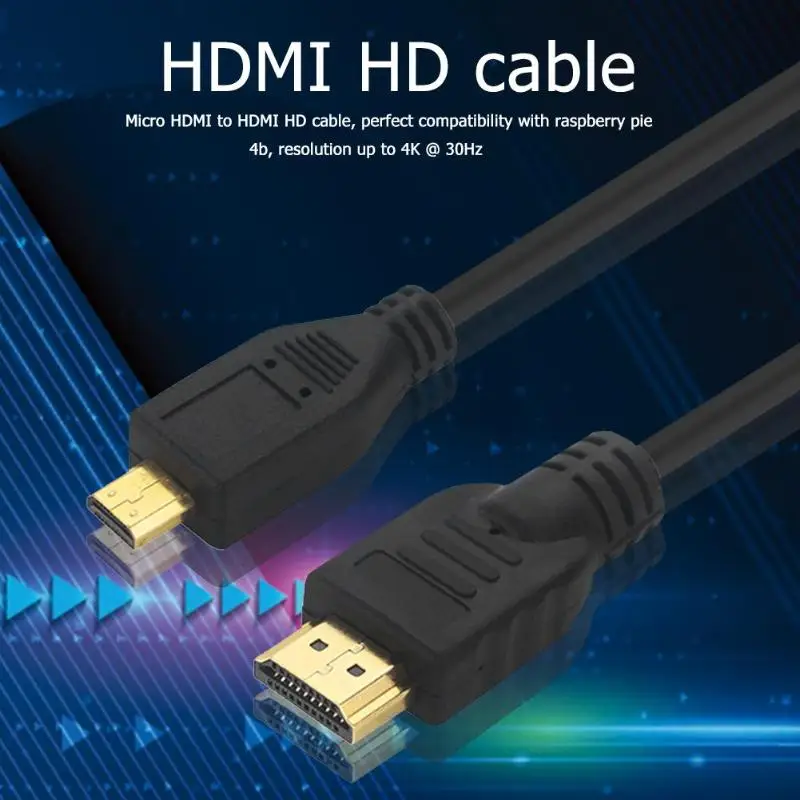 HDMI кабель 1,5 м высокоскоростной Micro HDMI к HDMI кабель 4K HD видео адаптер Шнур позолоченный для Raspberry Pi 4B hdmi кабель