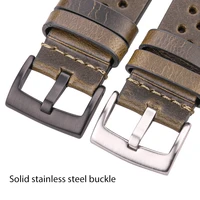 Bracelet de montre respirant en cuir de vache fait à la main 18 20 22 24mm hommes femmes 4 couleurs cire d'huile bracelet en cuir véritable accessoires de bracelet de montre 5