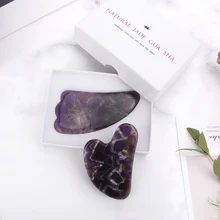 

Acupoint Amethyst Gua Sha Board Purple Jade Stone Colorful Stripe Body Facial Eye Scraper Plate Massage Relaxation Health Care
