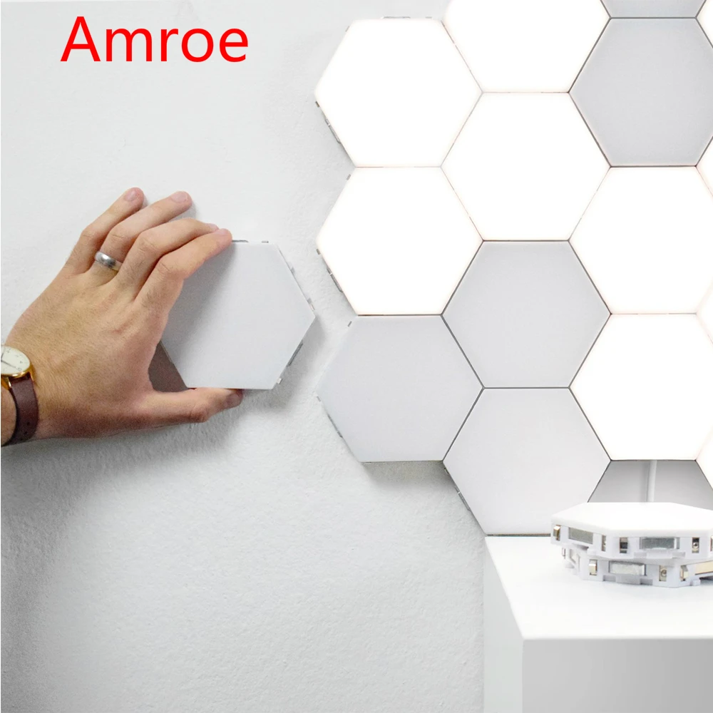 Amroe Quantum Light светодиодный шестиугольный DIY геометрический конструктор на магнитах модульный сенсорный датчик ночник креативный настенный светильник домашний декор