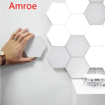 

Amroe Quantum Light LED Hexagonal DIY Geometry Magnetic Assembly Modular Touch Sensor Night Light Creative Wall Lamp Home Decor