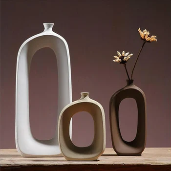 

Ceramic Vase Living Room Porch Shelf Decorative Ornaments Furnishing Article Home Dried Flower Bottle Bar Restaurant Hotel Decor