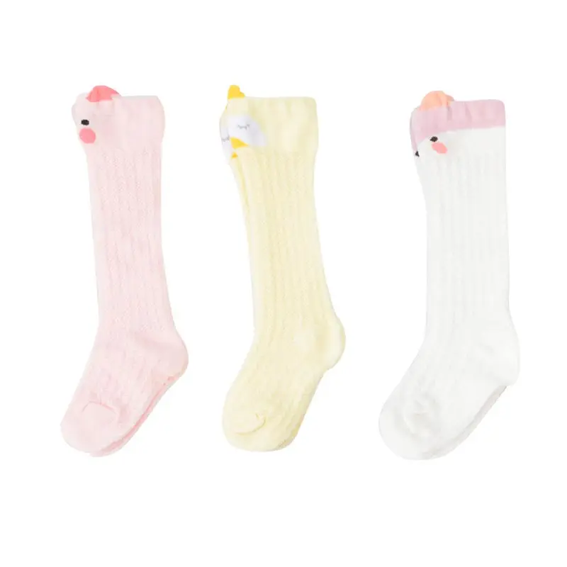 Pink M(1-3years old) Детские гольфы Herbabe, весенне-летние хлопковые носки в сетку для новорожденных, Гольфы с противомоскитными вставками, гетры - Цвет: Pink M(1-3years old)