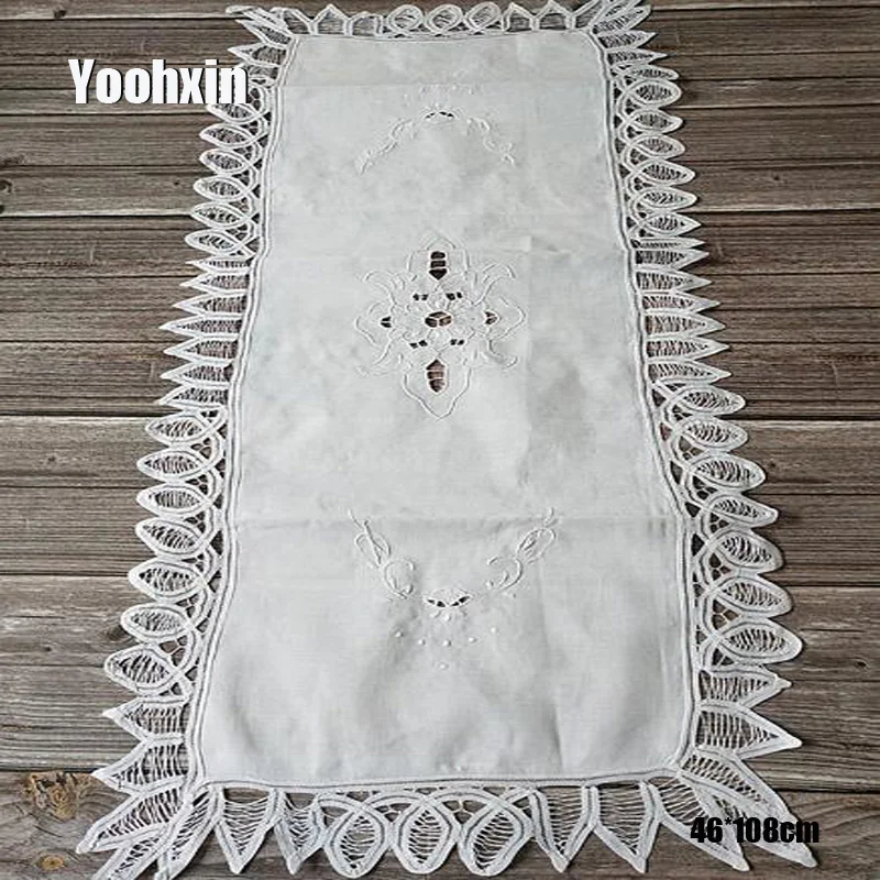 Современные кружевные белые скатерти для стола с вышивкой столовых приборов