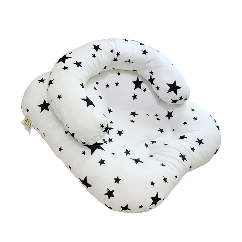 Комплект из 2 предметов, детское сиденье на подушку+ u-образная подушка, для новорожденных, детская кровать, детский диван, материнское Грудное вскармливание, подушка - Цвет: white star