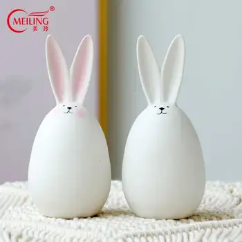 

Lovely White Ceramic Bunny Rabbit Figurines Handmade Statue Cute Animal Ornament Gift Dining Table Living Room Vanity Home Decor