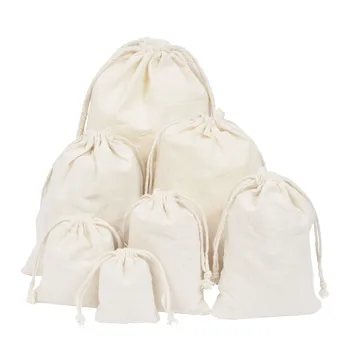 

10pcs 7 Sizes Cotton Storage Bag Drawstring Candy Gift Bags Jewelry Packaging Bag Pocket Sweets Pouches Pouches Birthday Decor