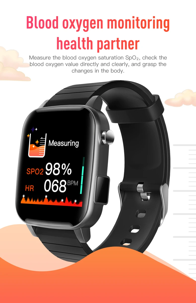 Fitness Tracker Body Temperature Heart Rate Blood Pressure Blood Oxygen Smart Watches with ECG PPG SPO2 for Old Men Women SP1