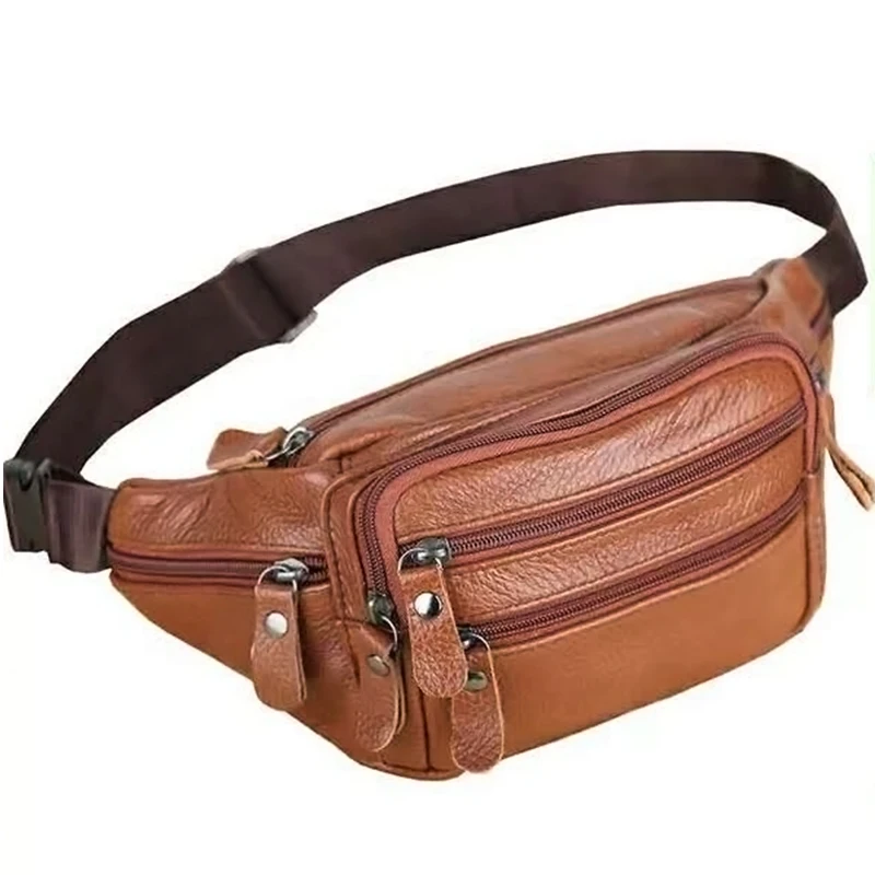 Type 1 Brown Портативная Мужская винтажная кожаная поясная сумка с карманом на молнии из натуральной кожи, Повседневная Функциональная сумка для денег, телефона, сумка на пояс для сигарет - Цвет: Type 1 Brown