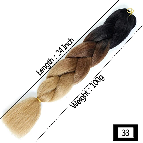 DIFEI 100 г/упак. цветные афро-омбре растягивающиеся плетеные волосы для наращивания, синтетические огромные вязанные крючком волосы косички для черных женщин - Цвет: T1B/33/27