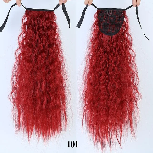 Buqi длинные вьющиеся конский хвост шиньон термостойкие синтетические волосы хвост клип Длинные конский хвост клип наращивание волос для взрослых женщин - Color: 101