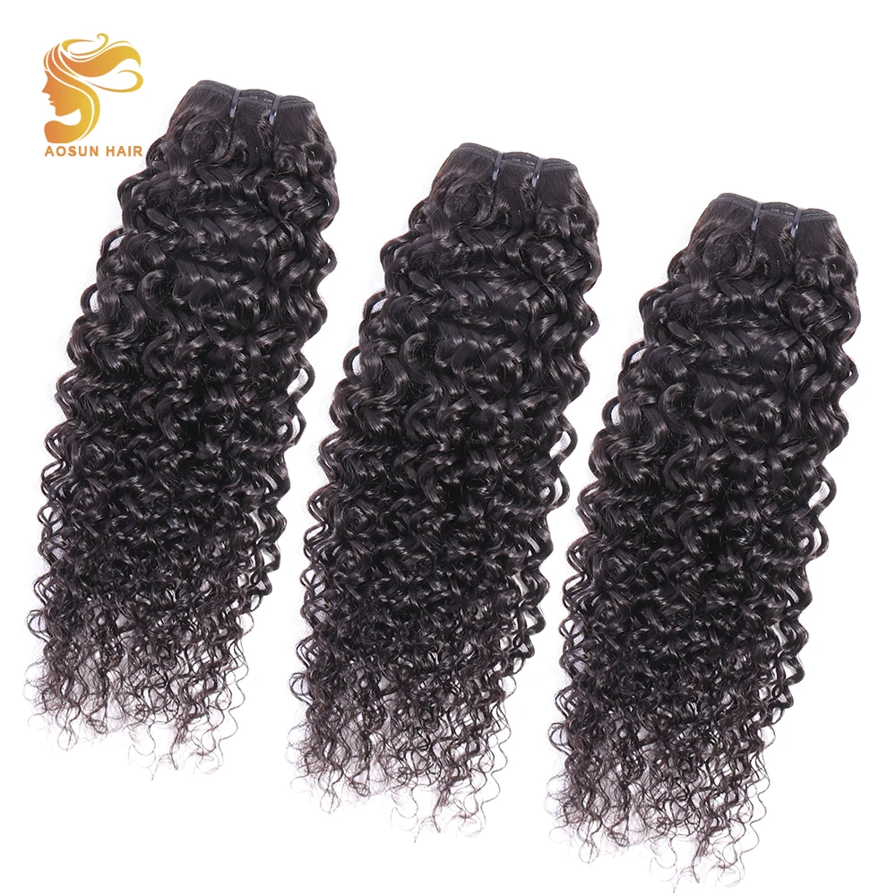 

AOSUN HAIR Peruvian Hair Weave Bundles Italian Curly Natural Color 100% Human Hair weaving 3 Piece 10-26inch Remy Hair Extension