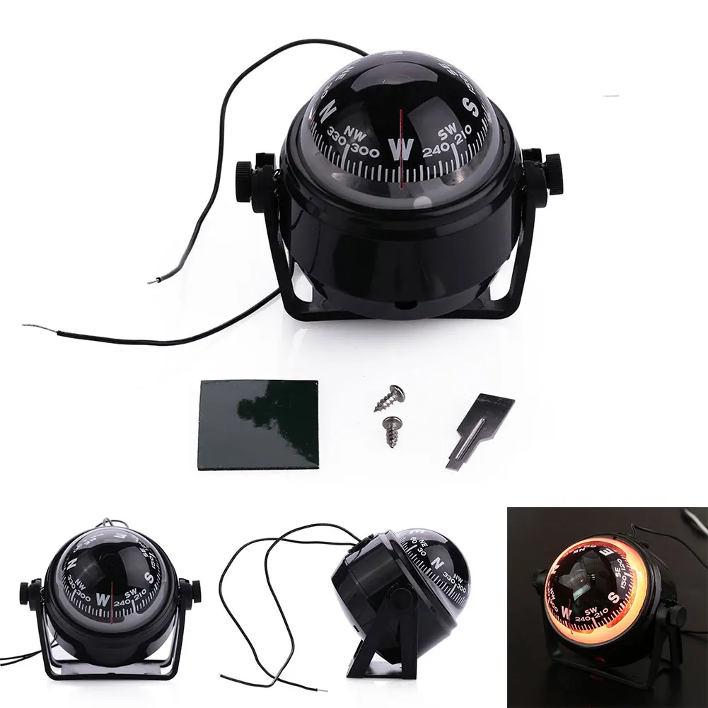 Черный ABS морской электронная Лодка Караван грузовик 12V цифровой компас светодиодный свет