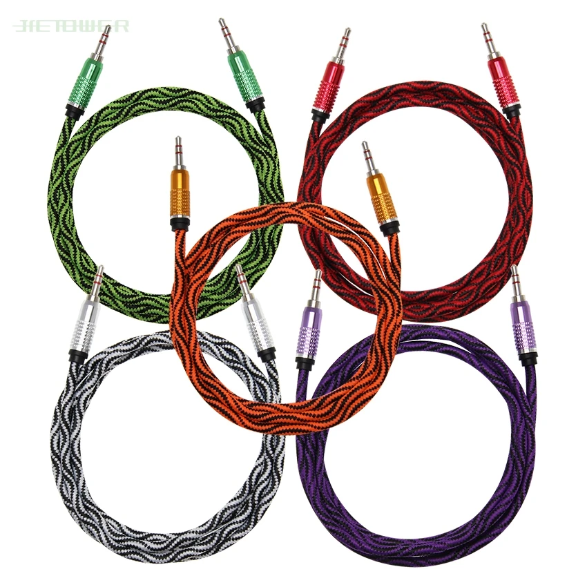 50pcs lot 1 5m Python Snake skin Heavy thick audio cable Extension Hi Fi Headphone 3 5 Jack Cable for MP3 MP4 Player Car good