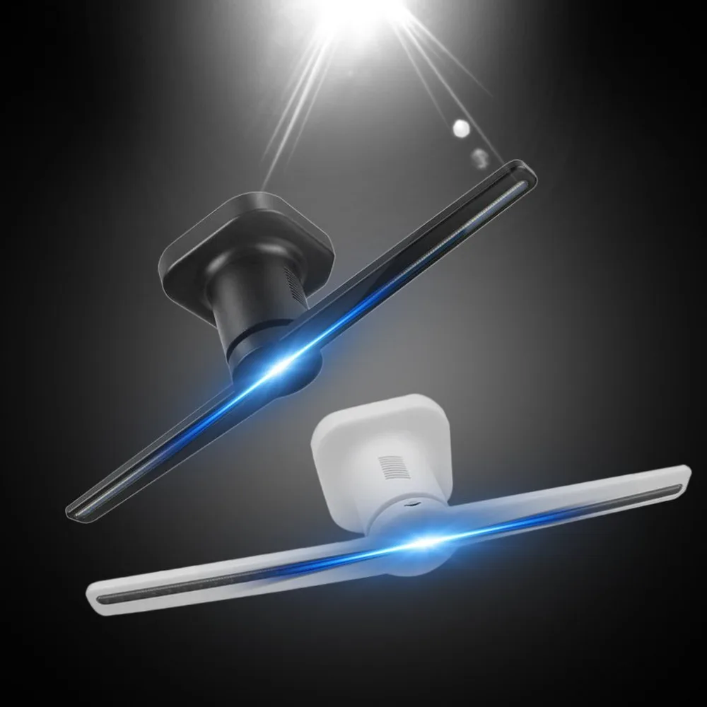 ICOCO LED Holographic Projector Portable Hologram Player 3D Holographic Dispaly Fan Unique Hologram Projector Black/White