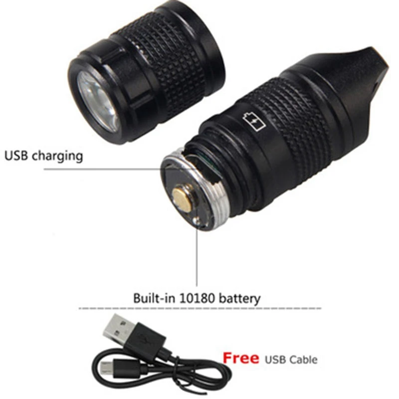 Ultra-Small Mini Led Small Flashlight Pocket Necklace Lamp Key Button Flashlight Led Flashlight Usb Rechargeable Portable Waterp