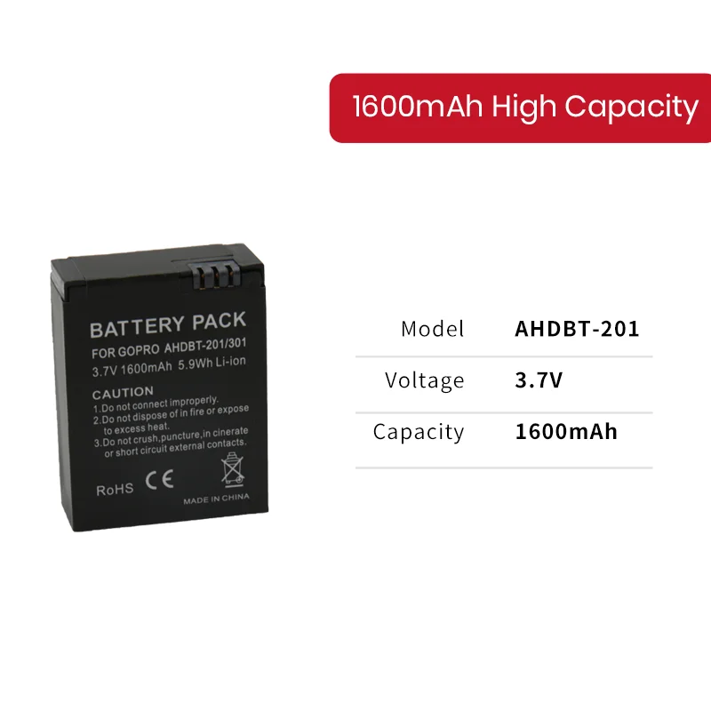 EPHESTION для GoPro AHDBT 201 AHDBT 301 батарея для камеры Gopro Hero 3 3+ AHDBT-301 AHDBT-201 батарея для go pro Аксессуары