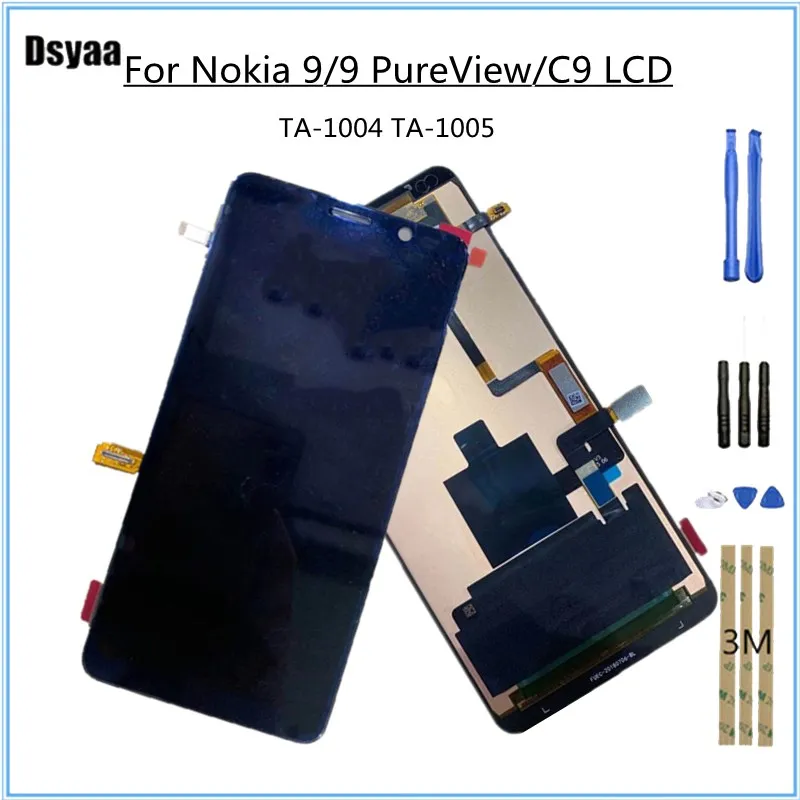Для Nokia 9 PureView TA-1004 TA-1005 ЖК-дисплей с кодирующий преобразователь сенсорного экрана в сборе тестирование поодиночке для Nokia C9