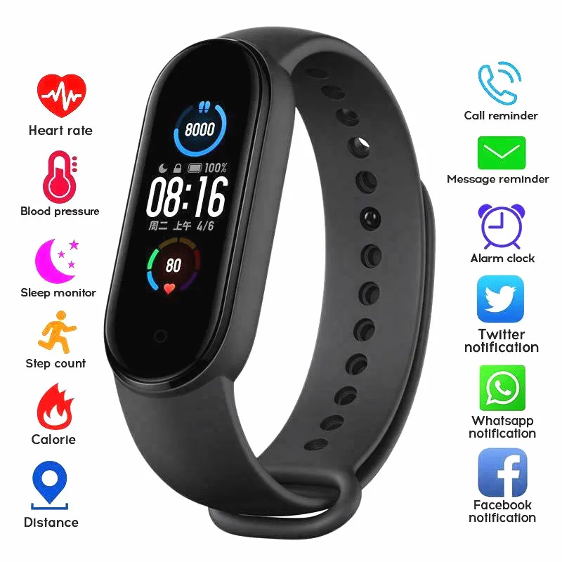 M5 Smart Bracelet Ips Color Touchscreen Heart Rate Monitor Physical