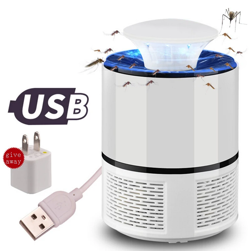 with USB Adapter USB лампа-убийца комаров, ночник, Электрический москитный убийца, Фотокатализ, бесшумный домашний светодиодный светильник, без излучения, ловушка для насекомых Zapper Trap - Цвет: with USB Adapter