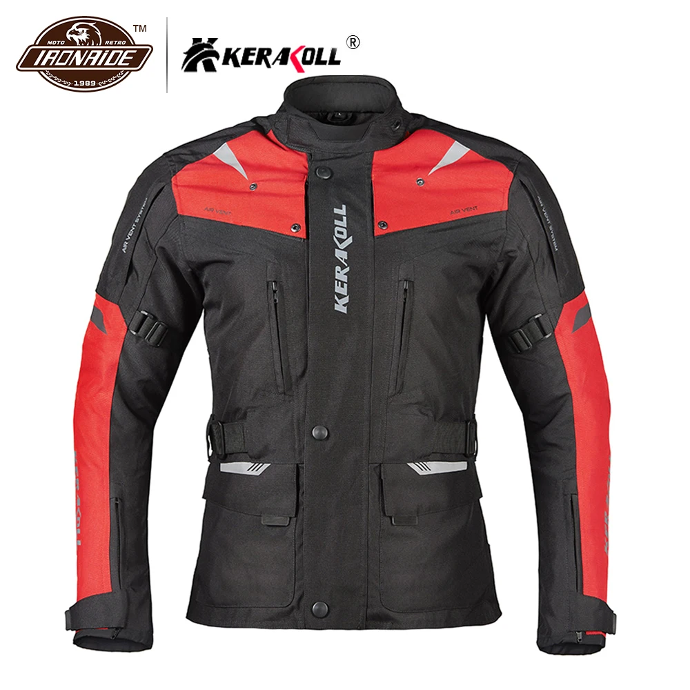 

KERAKOLL Winter Motorcycle Jacket Men Waterproof Moto Jacket Night Reflection Motorbike Jacket Protective Gear Removable Lining