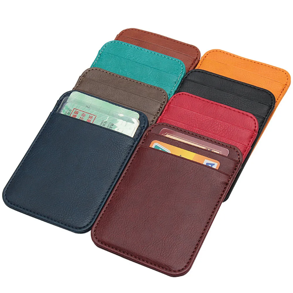 Fashion Credit Card Holder Bags Pu Leather Thin Mini Men Cash Money