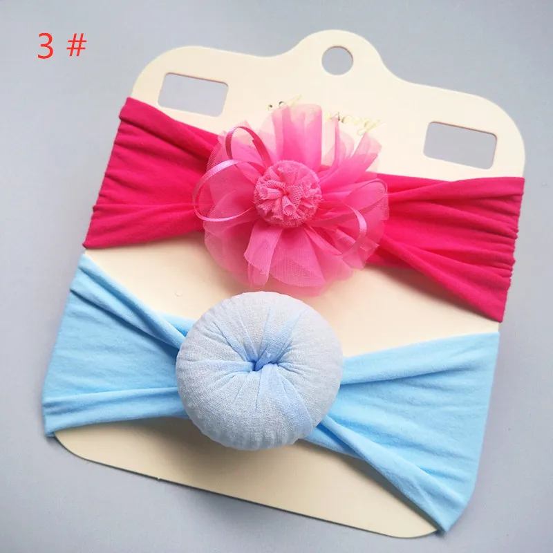 3 2pcs/Set Baby Headband Girls Flower Bud Dots Knot Bowknot Hairband Turban Baby Hair Accessories For Children Girl Hairband - Цвет: 3