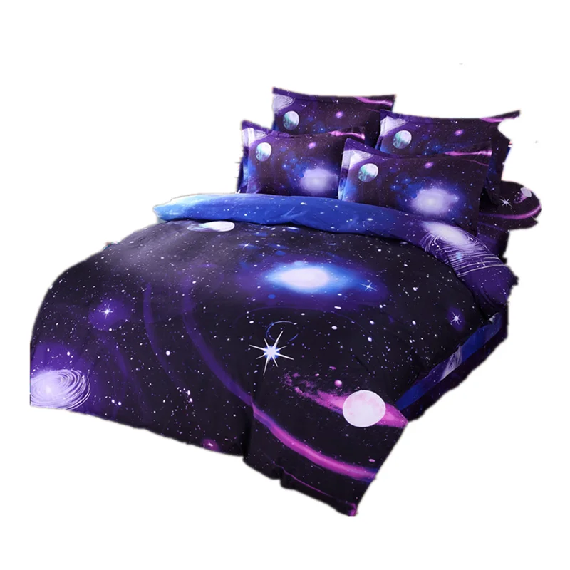 Роскошный космический Комплект постельного белья Galaxy Stars домашний текстиль постельные принадлежности космический Навигационный Комплект постельного белья синий фиолетовый пододеяльник наволочка