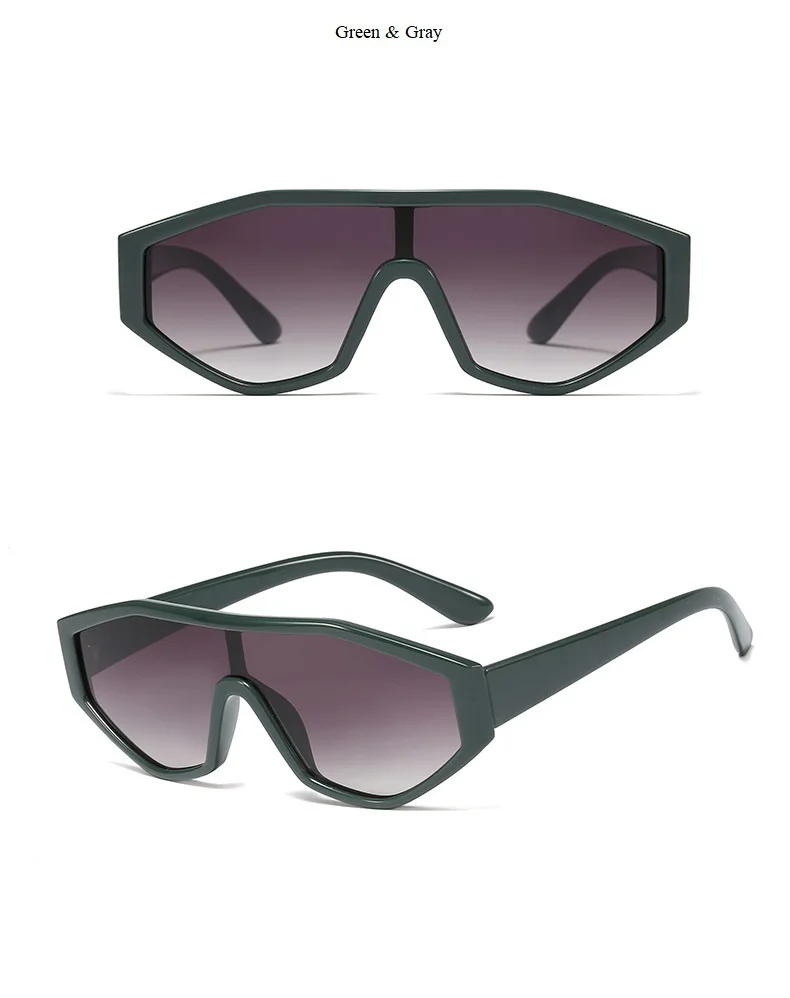 New Chic Irregular One Piece Sunglasses For Women Men Vintage Oversize Flat Sun Glasses Female White Black Shield Shades