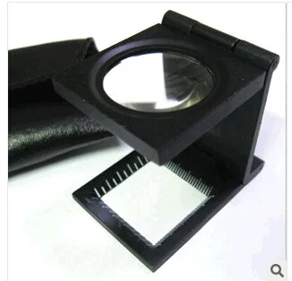 

Metal 10 Times Foldable Desktop Magnifying Glass Cloth Mirror with Measuring Optical Lens Usable Look Small