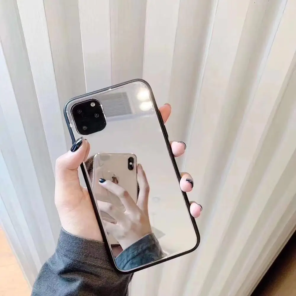 

13/14Pro Makeup Mirror Glass Phone Case For iPhone12 11 XSMAX 78PLUS SE2020 6S XR Full Cover Skinny Shell Body Protection