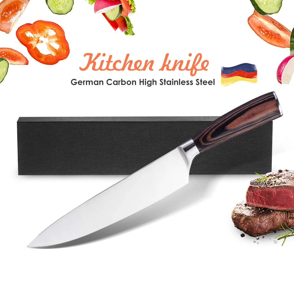 Высокое качество, японский нож, 8 дюймов, универсальные кухонные ножи из нержавеющей стали, Santoku, поварские ножи, острый нож, инструменты для нарезки