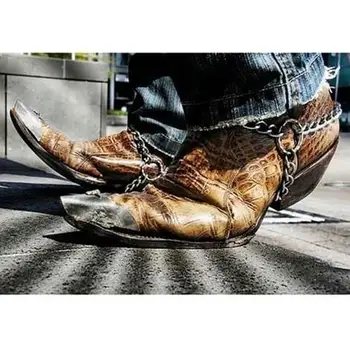 

Men's Shoes New for 2020 High Quality Men Pu Leather Western Safety Boots Male Vinage Classic Cowboy Boots Soulier Homme 4M671