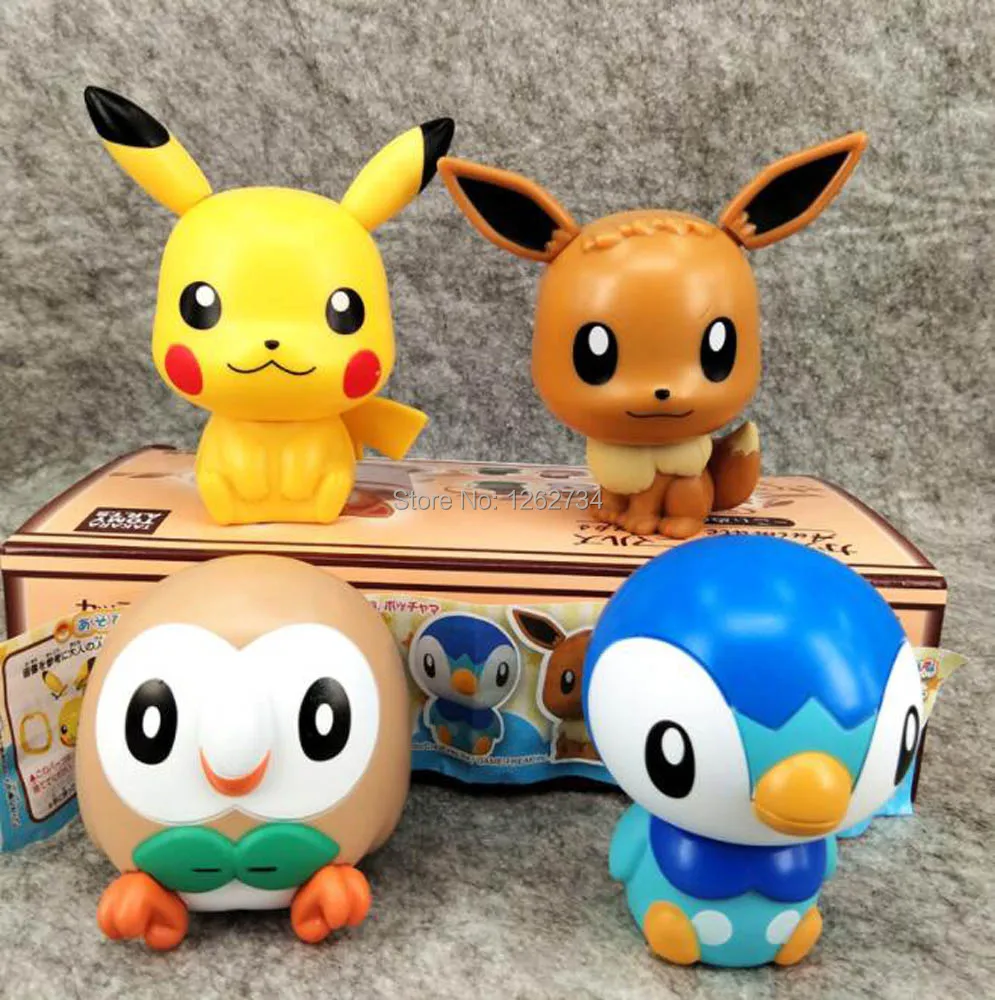EMS 20/лот 4 шт гашапон Пикачу Eevee Rowlet пиплип 6-9 см фигурка модель игрушки милые подарки для детей
