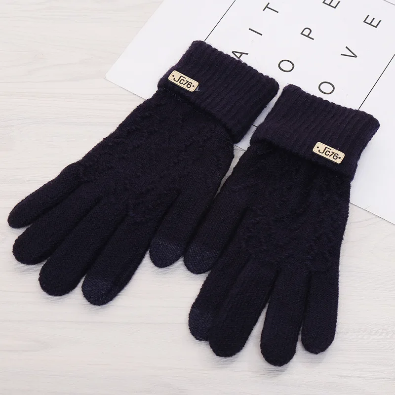 Men Jacquard Doubled Intraoral Woven Nap Touch Screen Gloves Fashion for Men And Women Warm Gloves Manufacturers Wholesale