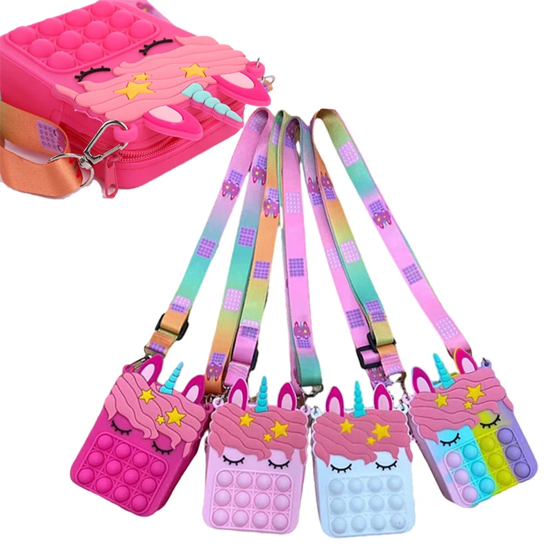 motivo: unicorno arcobaleno Lurrose Borsa a tracolla per bambini colore: Multicolore