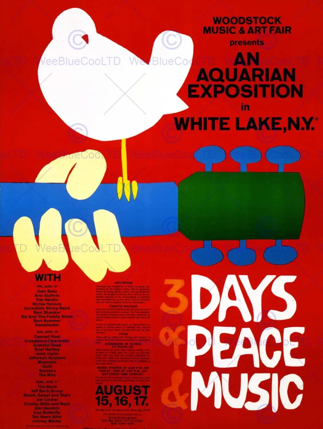 Музыкальный фестиваль концерт WOODSTOCK NY PEACE голубь любовь Легенда b Шелковый Плакат