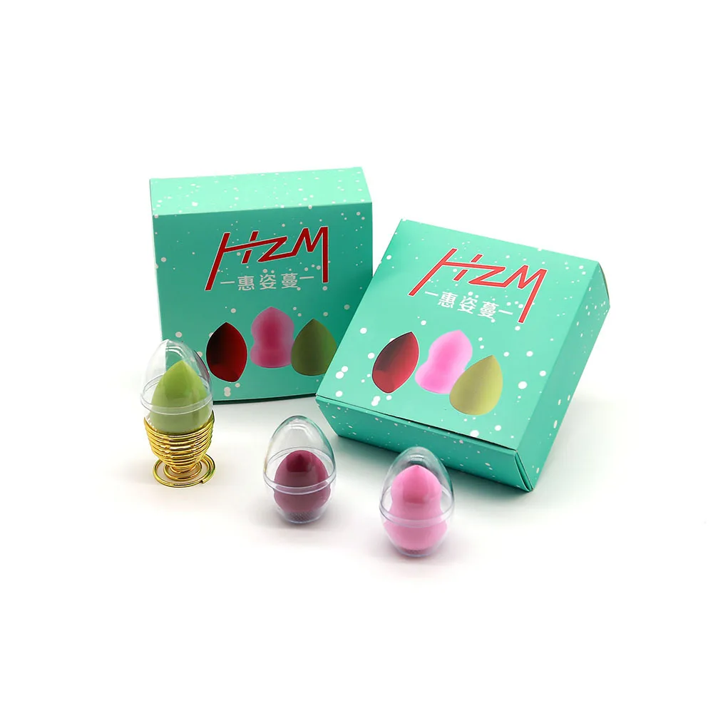 

Cross Border for Wet And Dry Dual Purpose Non-Latex Sponge Puff Cosmetic Egg Water Droplet Gourd Olive Three-in-One Group Set