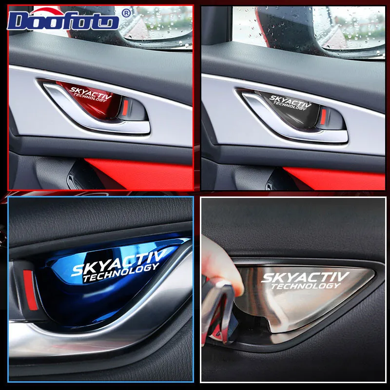Car Styling Stickers Car Door Bowl Handle Cover Trim Interior Stickers Case For Mazda Skyactiv Technology 3 6 CX 5 CX3 Car Styling Accessories