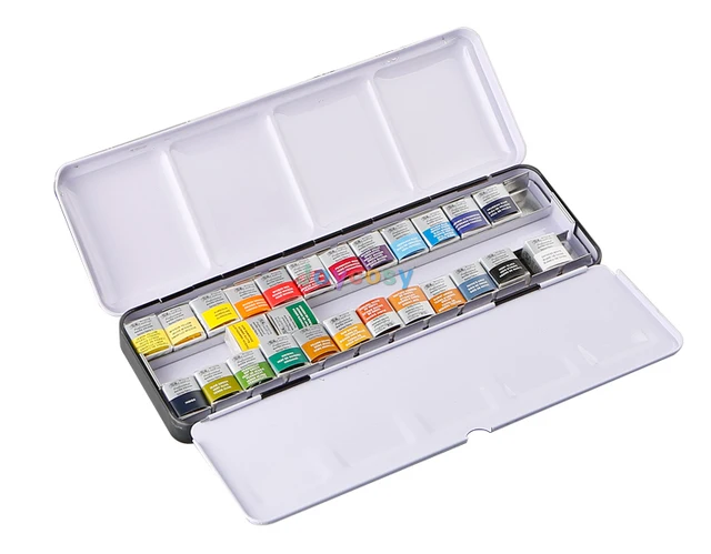 Winsor & Newton Professional Watercolor Paint, Lightweight Sketchers Pocket  Metal Box 12 24 Half Pans, Brilliance, Transparency - AliExpress