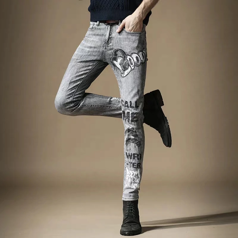 Free Shipping New 2020 Men's Male Fashion Jeans Brand Slim Spring Pants