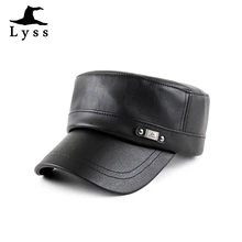 Классические мужские уличные шапки из искусственной кожи, винтажные плоские армейские ретро шапки для папы, зимние теплые кадетские шапки в стиле милитари