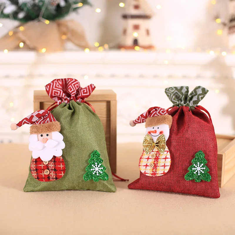 Quality Creative Christmas Decoration Gift Bag Child Burlap Bundle Apple Bag Candy Cookie Bag Christmas Gift Bag JY