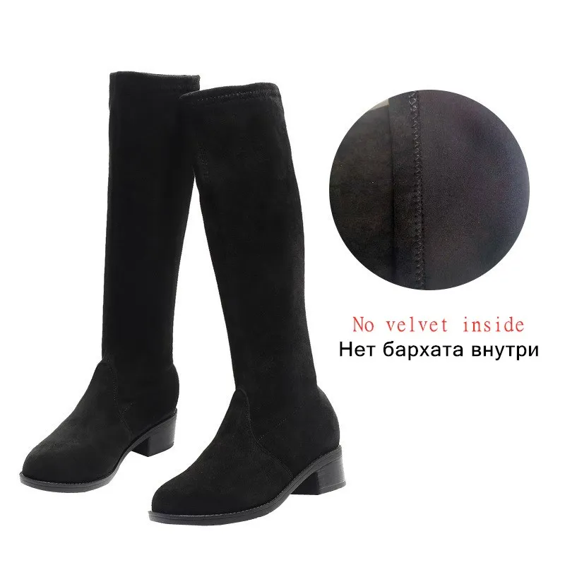 Black plus Cotton Размер 44; пикантные женские сапоги; коллекция года; женские облегающие сапоги до колена; облегающие эластичные сапоги для верховой езды; женские сапоги на платформе - Цвет: Black plus Cotton
