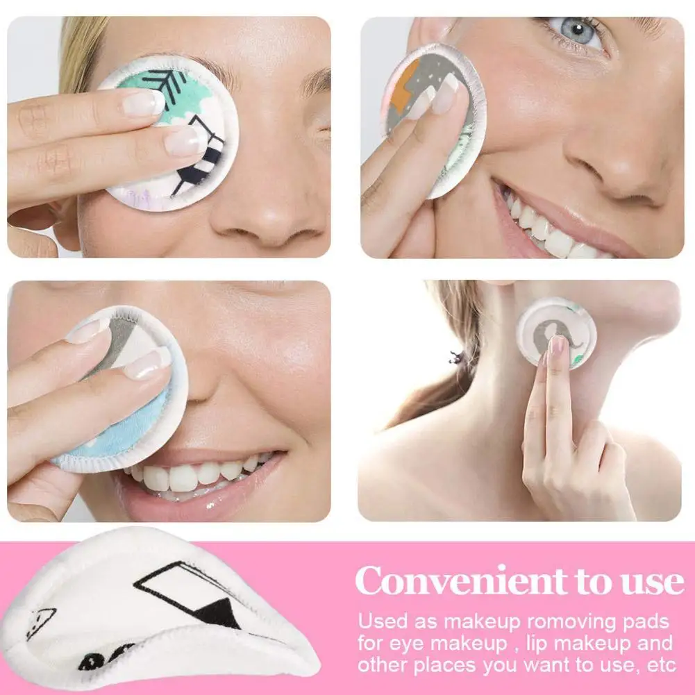 Накладки для снятия макияжа из хлопка с мультяшными принтами многоразовые хлопковые накладки для лица и глаз 16 шт